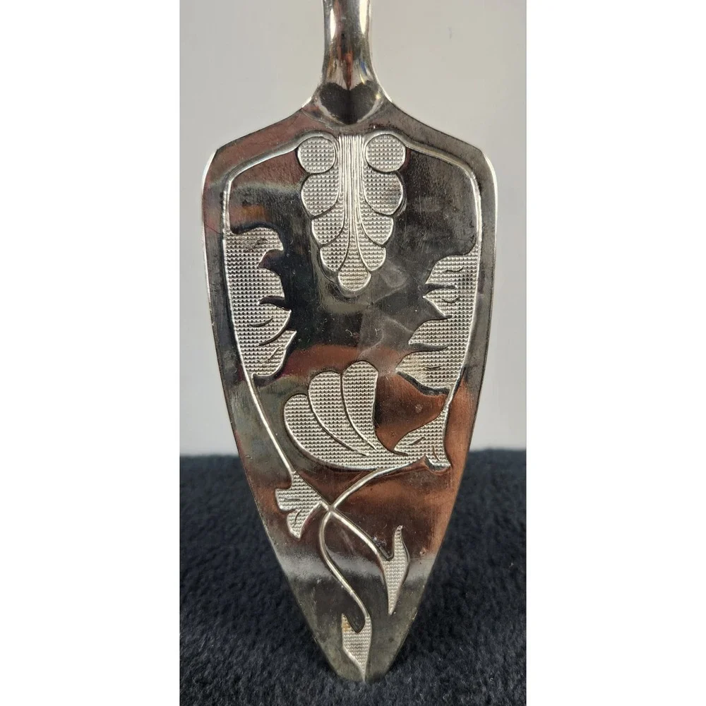 Vintage Serving Utensil Pie Cake Spatula Silverplated Floral Design
